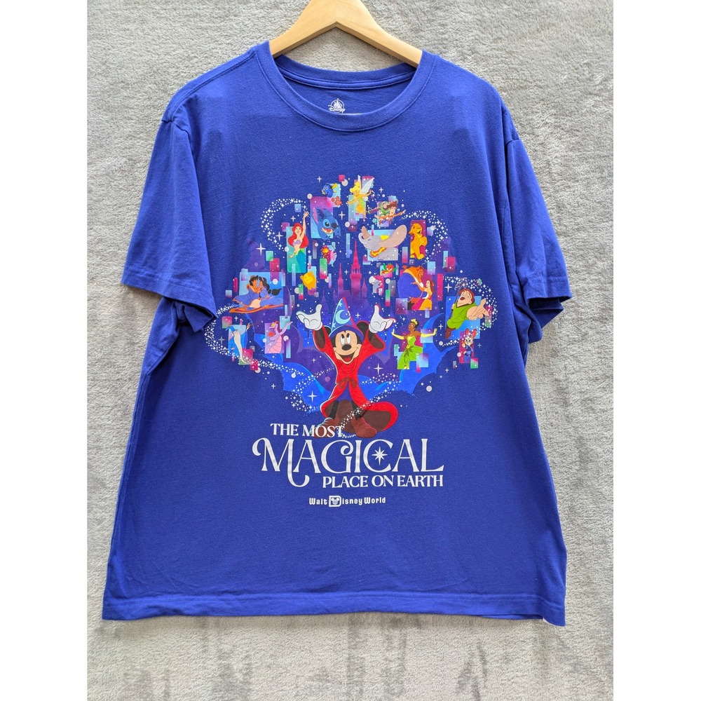 Disney Parks Magical Place On Earth Sorcerer‎ Mickey Graphic T-Shirt XXL Blue